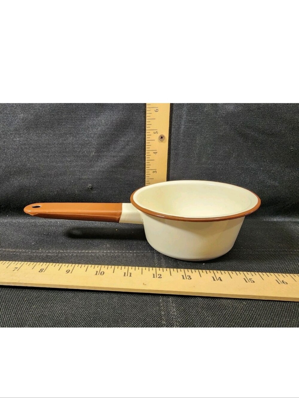 Vintage Brown/ Enamel Saucepan Clean Flawless Shape